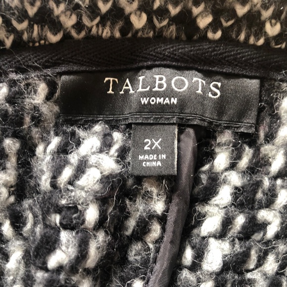Plus Size 2X Talbots Woman Black White Jacket Zipper Front - Picture 2 of 7
